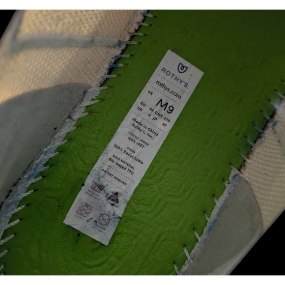 Rothys Bone White The RS01 Casual Sneaker Size 9 Mens Knit Lace Up Comfort - Picture 3 of 16